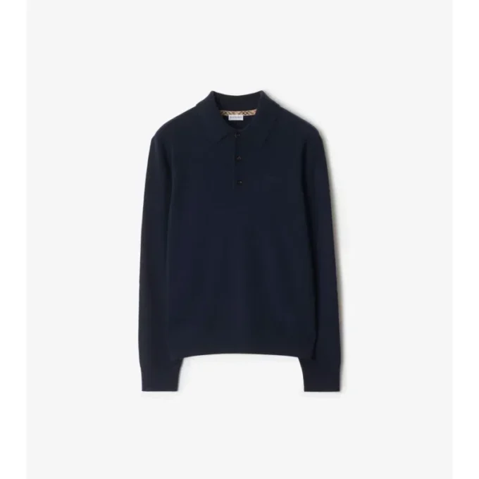 Long-Sleeve Cashmere Blend Polo Shirt