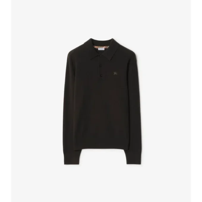 Long-Sleeve Cashmere Blend Polo Shirt