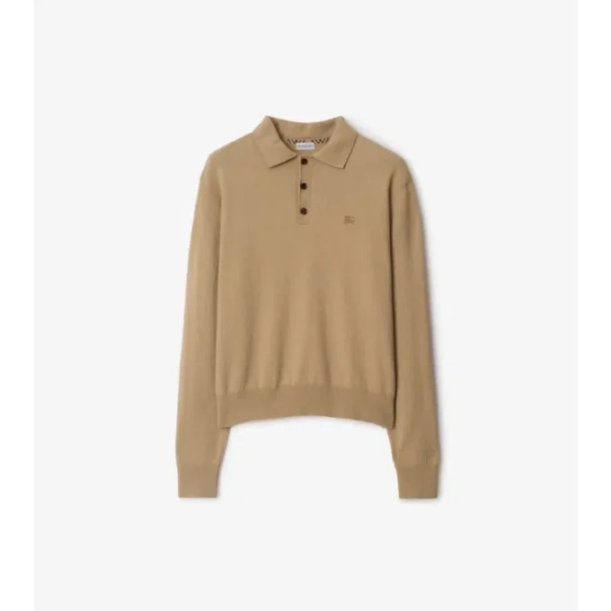 Long-Sleeve Cashmere Blend Polo Shirt
