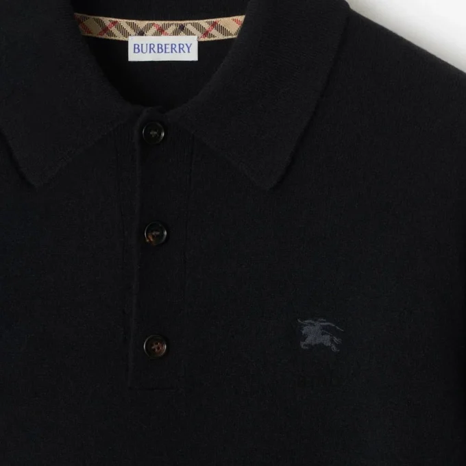 Long-Sleeve Cashmere Blend Polo Shirt