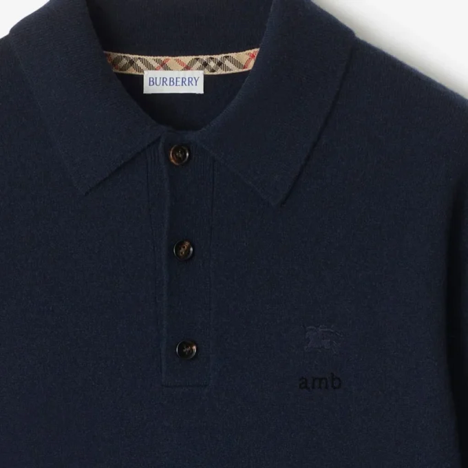 Long-Sleeve Cashmere Blend Polo Shirt
