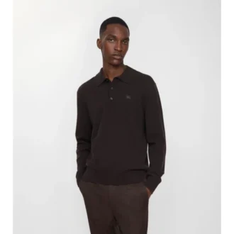 Long-Sleeve Cashmere Blend Polo Shirt