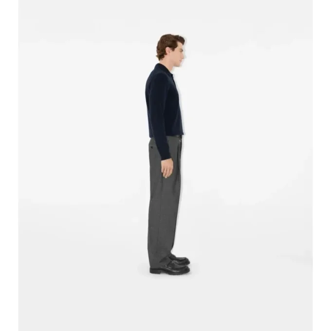 Long-Sleeve Cashmere Blend Polo Shirt