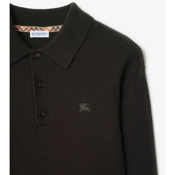 Long-Sleeve Cashmere Blend Polo Shirt