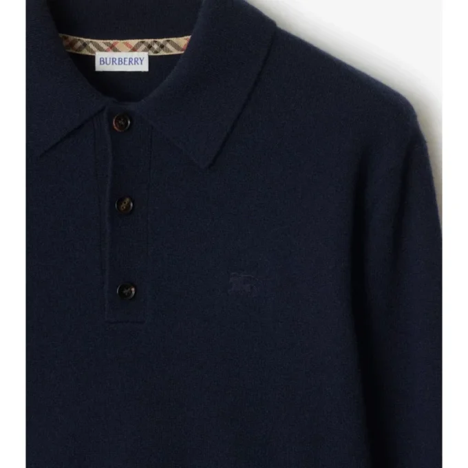 Long-Sleeve Cashmere Blend Polo Shirt