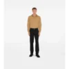 Long-Sleeve Check Collar Cotton Polo Shirt