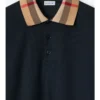 Long-Sleeve Check Collar Cotton Polo Shirt