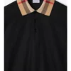 Long-Sleeve Check Collar Cotton Polo Shirt