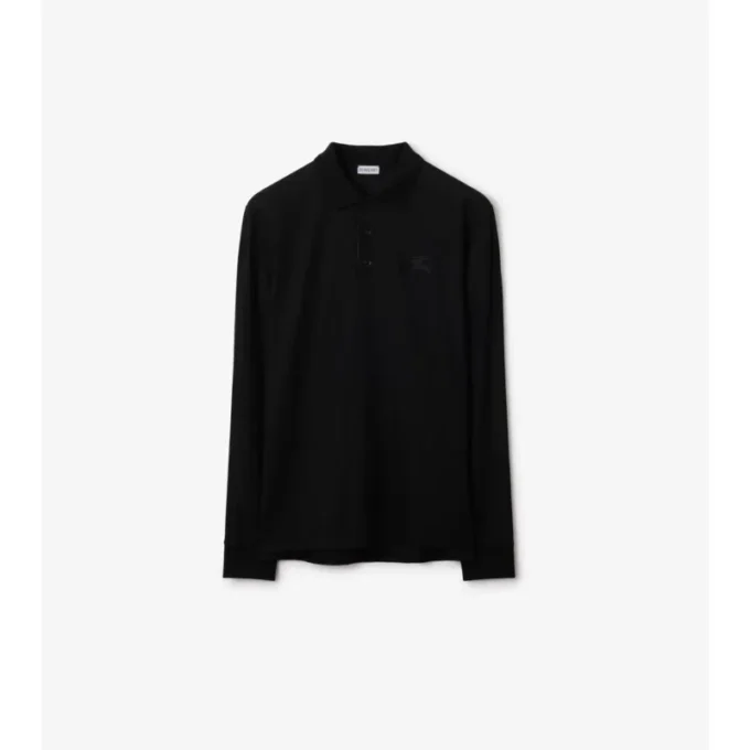 Long-Sleeve Cotton Polo Shirt