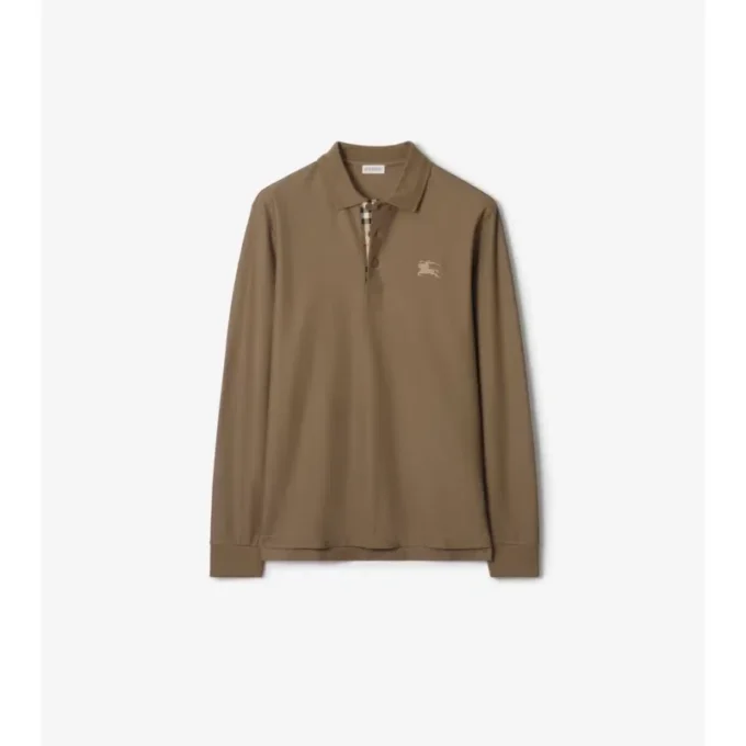 Long-Sleeve Cotton Polo Shirt