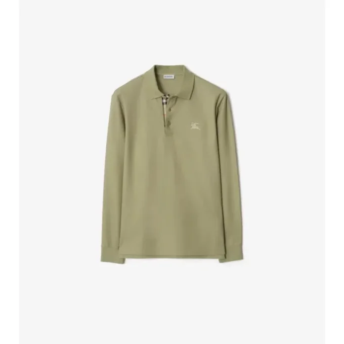 Long-Sleeve Cotton Polo Shirt