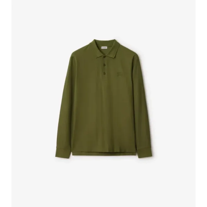 Long-Sleeve Cotton Polo Shirt
