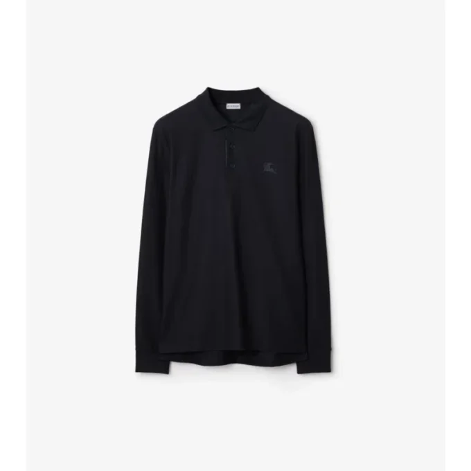 Long-Sleeve Cotton Polo Shirt