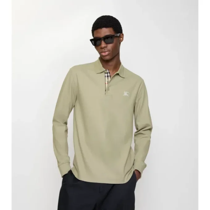 Long-Sleeve Cotton Polo Shirt