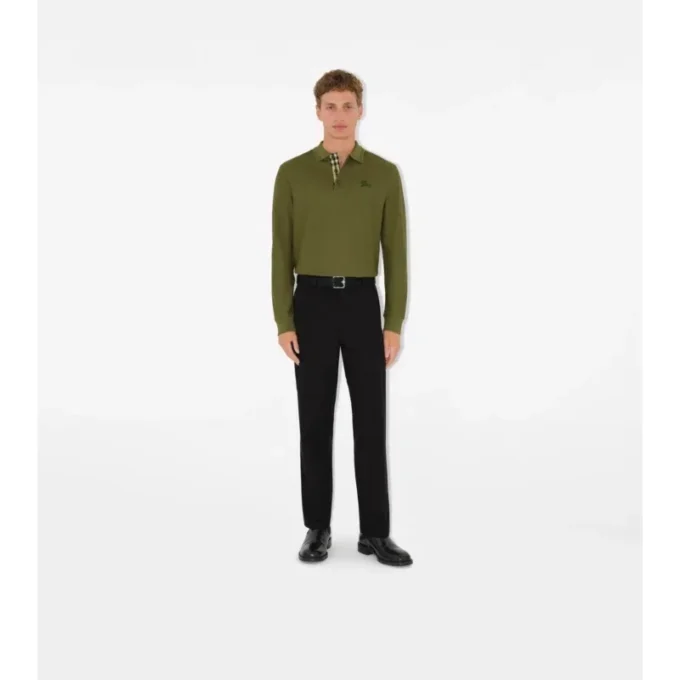Long-Sleeve Cotton Polo Shirt