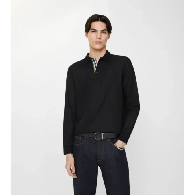 Long-Sleeve Cotton Polo Shirt