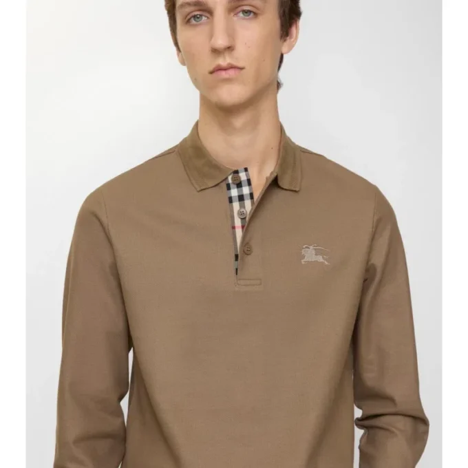 Long-Sleeve Cotton Polo Shirt