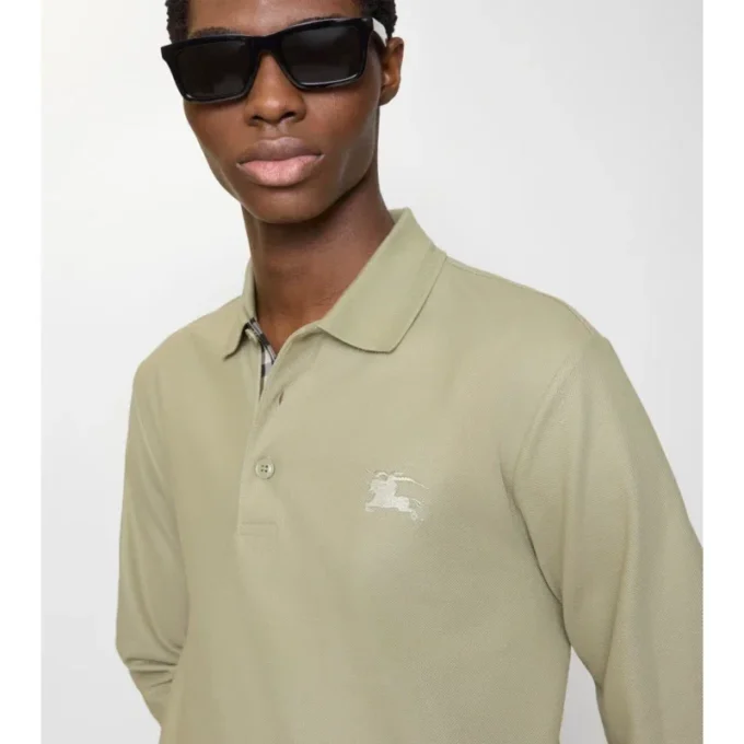 Long-Sleeve Cotton Polo Shirt