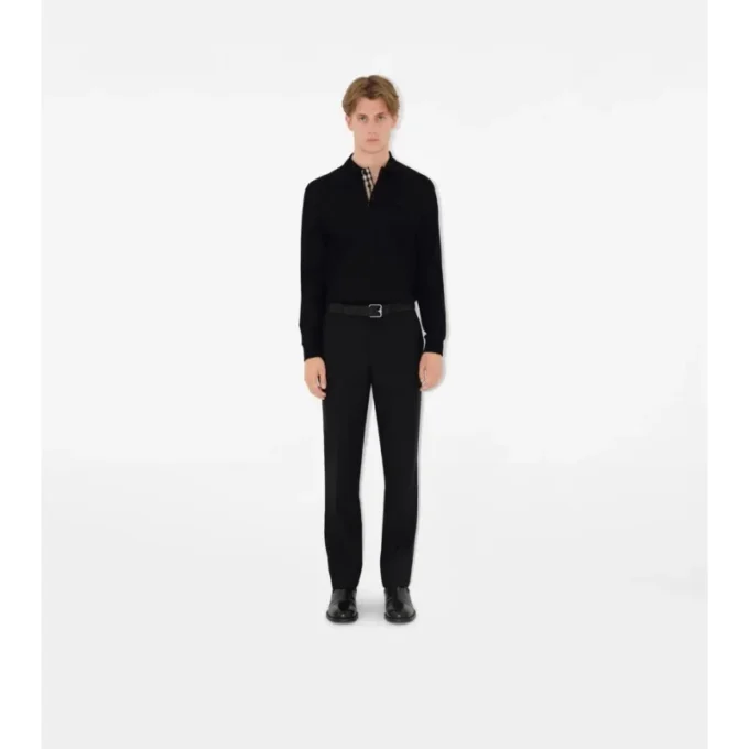 Long-Sleeve Cotton Polo Shirt