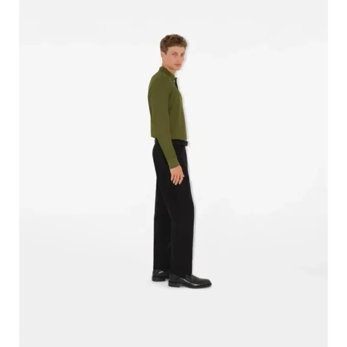 Long-Sleeve Cotton Polo Shirt