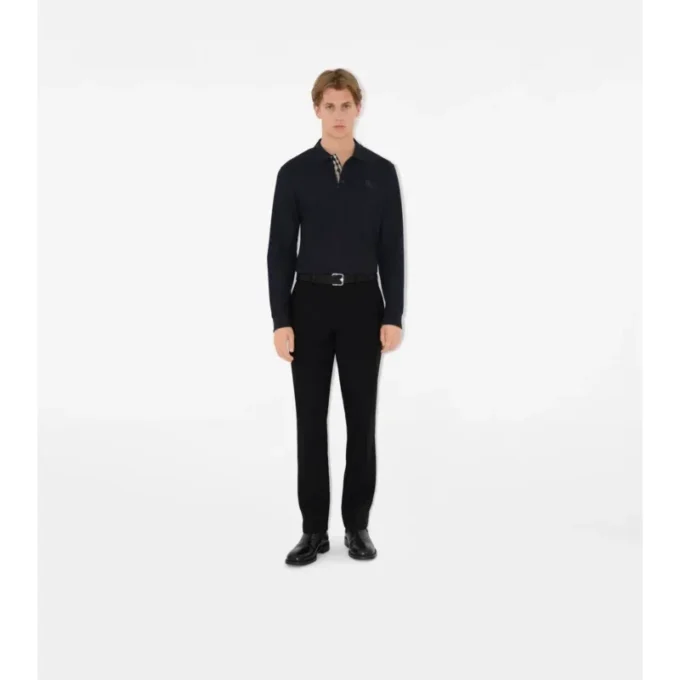 Long-Sleeve Cotton Polo Shirt