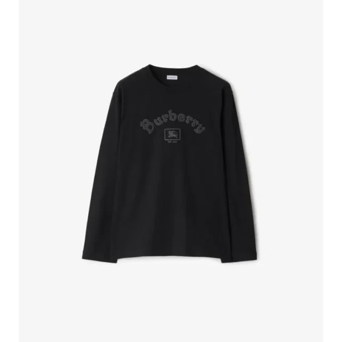 Long-Sleeve Gothic Logo Cotton T-Shirt