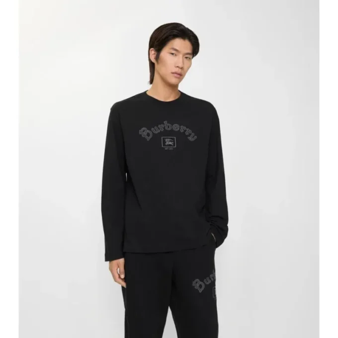 Long-Sleeve Gothic Logo Cotton T-Shirt
