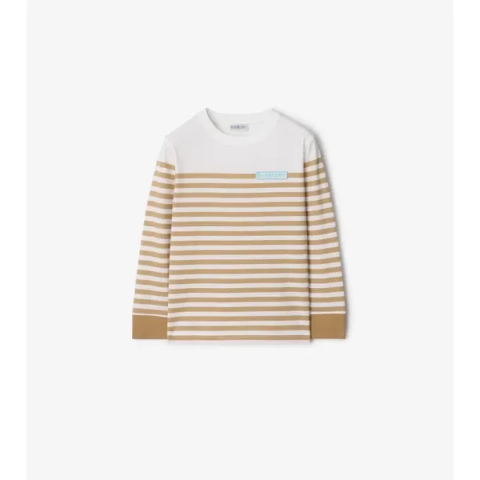 Long-Sleeve Logo Stripe  Cotton Top