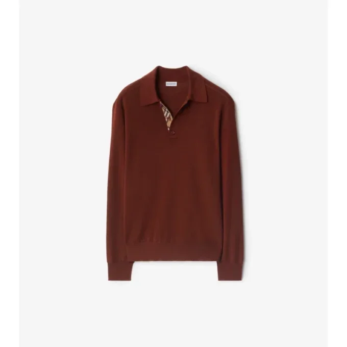 Long-Sleeve Wool Polo Shirt