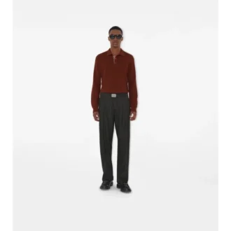 Long-Sleeve Wool Polo Shirt