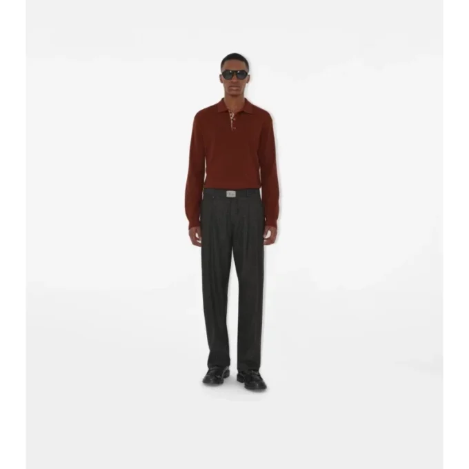 Long-Sleeve Wool Polo Shirt
