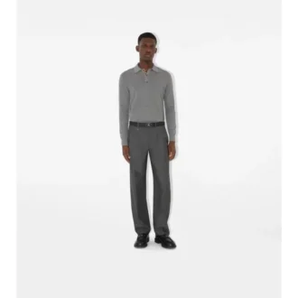 Long-Sleeve Wool Polo Shirt