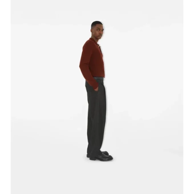 Long-Sleeve Wool Polo Shirt