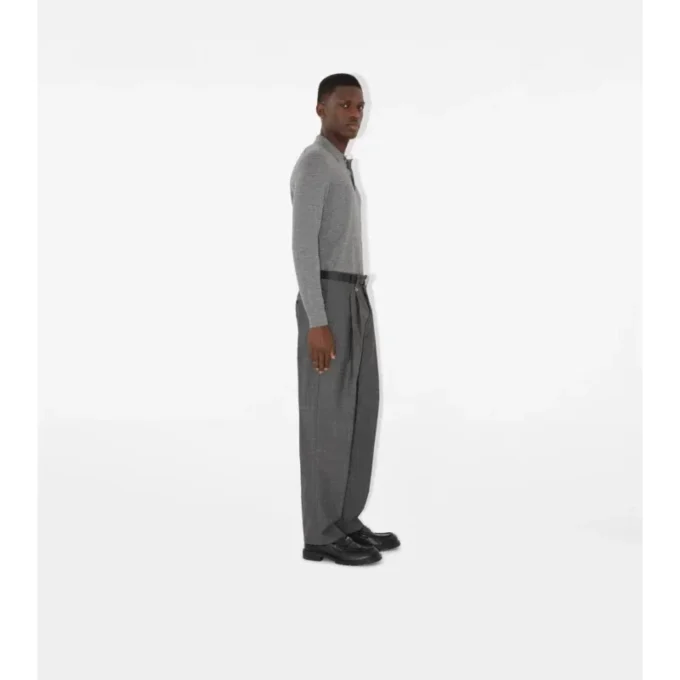 Long-Sleeve Wool Polo Shirt