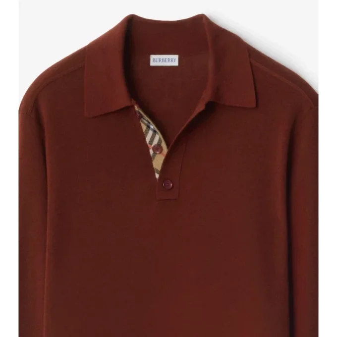 Long-Sleeve Wool Polo Shirt
