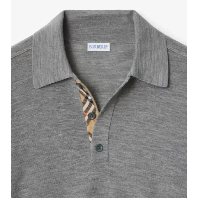 Long-Sleeve Wool Polo Shirt