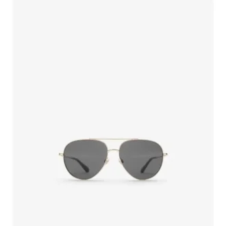 Metal Check Aviator Sunglasses