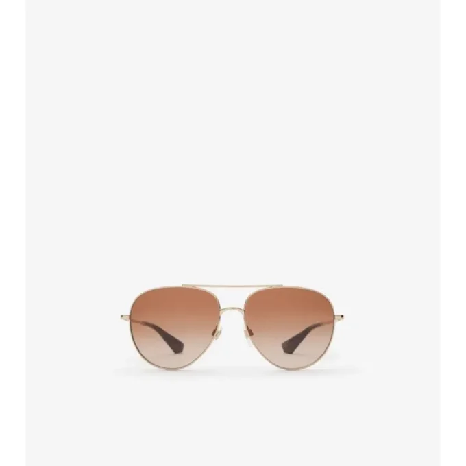 Metal Check Aviator Sunglasses