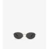 Metal Check Oval Sunglasses