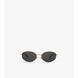 Metal Check Oval Sunglasses