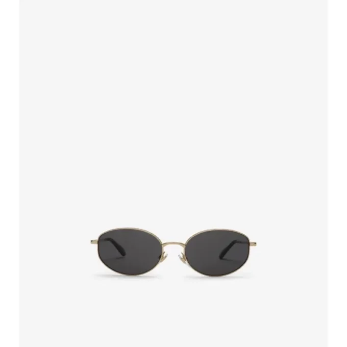 Metal Check Oval Sunglasses