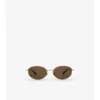Metal Check Oval Sunglasses