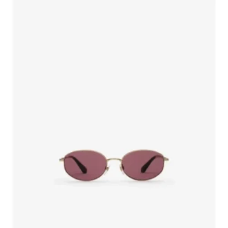 Metal Check Oval Sunglasses