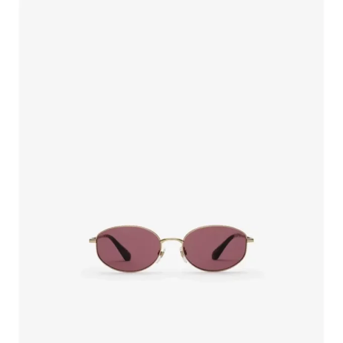Metal Check Oval Sunglasses