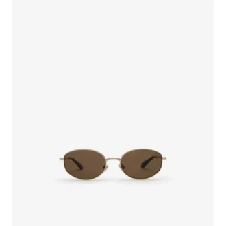 Metal Check Oval Sunglasses