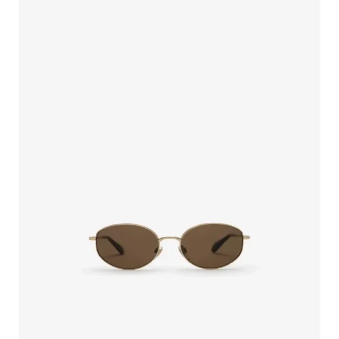 Metal Check Oval Sunglasses