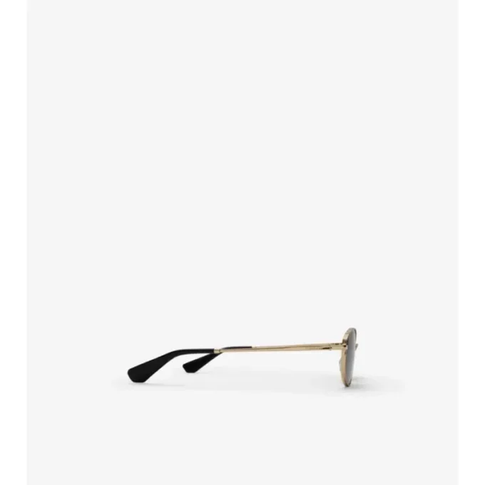 Metal Check Oval Sunglasses