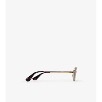 Metal Check Oval Sunglasses