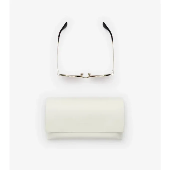 Metal Check Oval Sunglasses