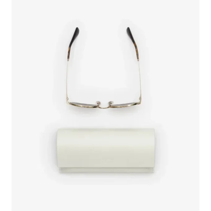 Metal Check Oval Sunglasses
